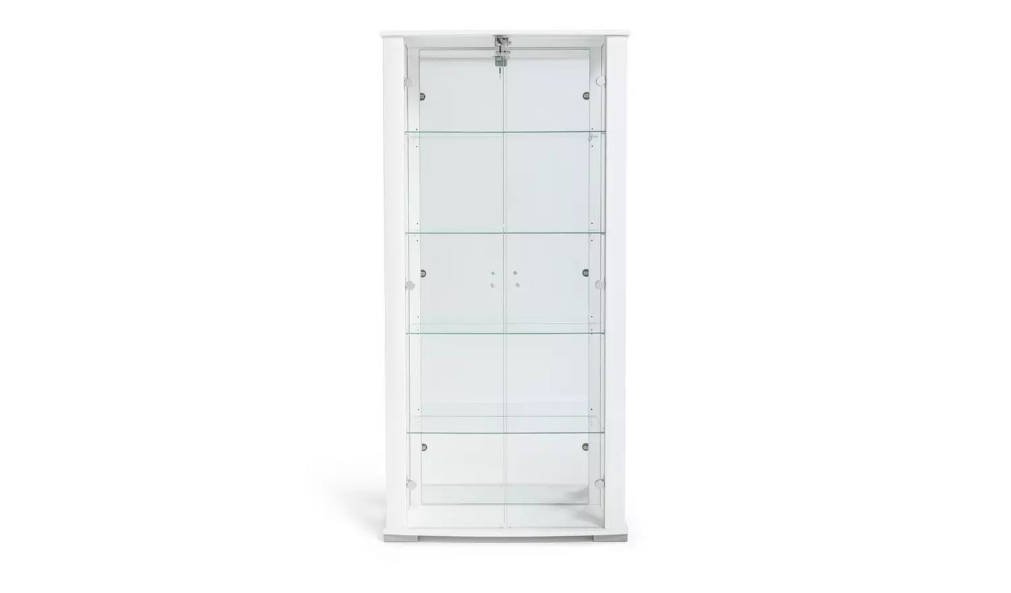 Stella 2 Door Glass Display Cabinet - White Gloss